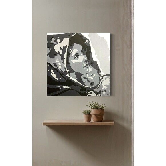 Original Acrylic Painting  "THE MADONNA OF MILITARY MOTHERS" Signed 24 x 24 - Picture 5 of 7